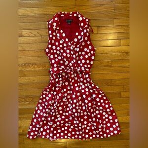Jessica Howard Red and White Polka Dot Midi Dress